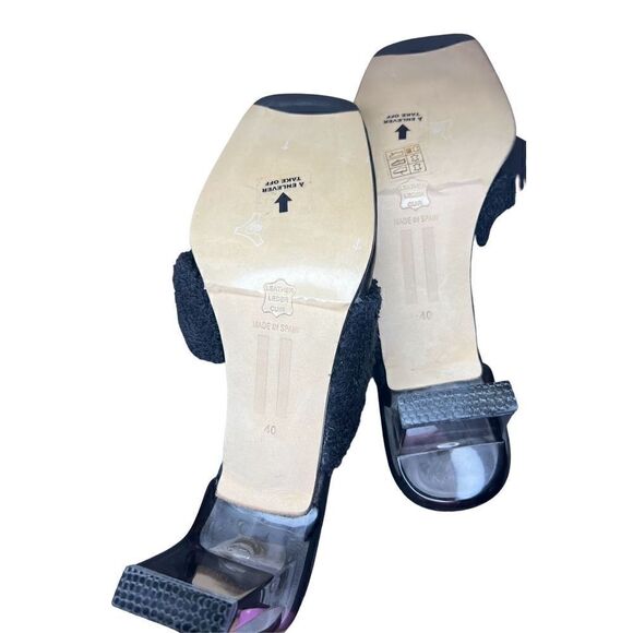 Miista Carissa French Terry Clear Heel Sandals in Black NWB Size 40 - Picture 9 of 10